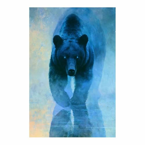 Art de l’ours brumeux sur toile multicolore pour embellir le bureau a domicile