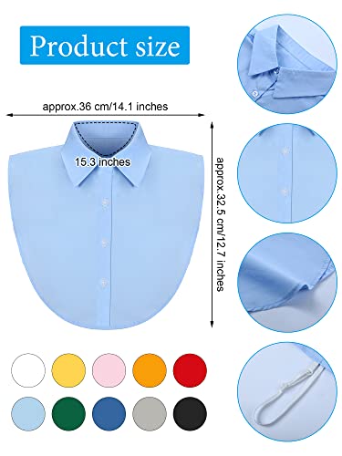 Hoolerry 10 Pieces Fake Collars for Women Detachable Faux Shirt Dickey for Women Outfit Half False Shirts Round Blouse Dickey2