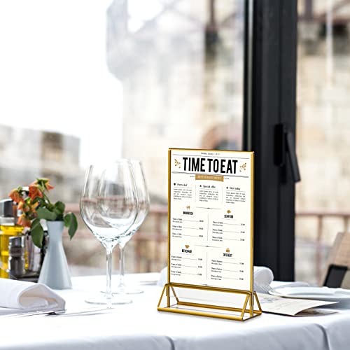 Boxalls Acrylic Sign Holders Gold Border - 6 Pack, 4X6 Gold Clear Picture Frames Vertical Stand, Double Sided Menu Holder Display For Wedding Table Number, Restaurant Recipe, Photo #TOP5