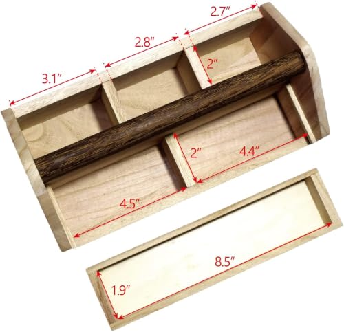Image of Ikee Design Personalized Custom Engraved Wooden Craft Toolbox Caddy with 5 Compartments | Customize Small Wooden 5-Compartment Craft Tool Box