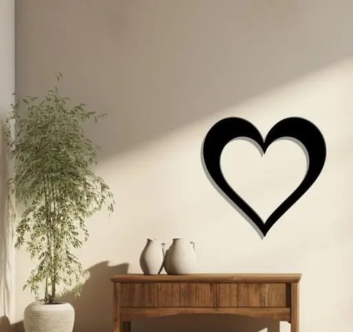 Image of Elegant Wooden Wall Adhesive Art Heart Black Modern Peel & Stick Decor for Living Room, Bedroom & Office 95