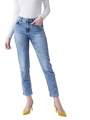 Image of Miss Chase Women's Light Blue Slim Fit High Rise Regular Length Claen Look Denim Stretchable Jeans