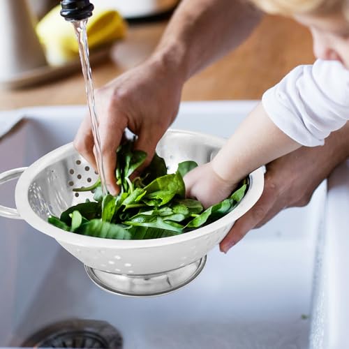 New 20CM Stainless Steel DEEP Colander Cooking Kitchen Lightweight Strainer Food - Image 3