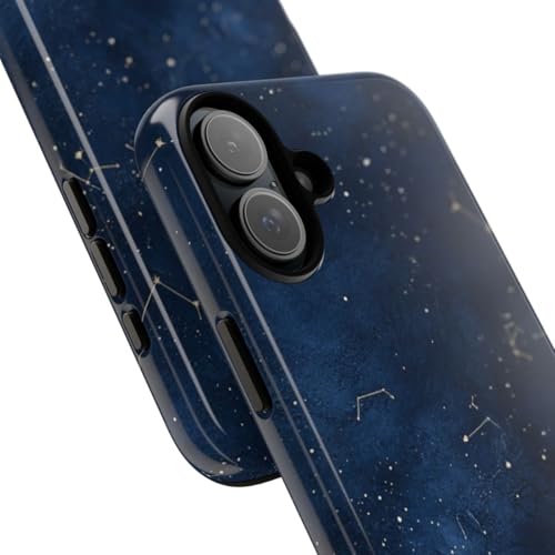 Coque rigide brillante iPhone 16 Plus constellation bleue de haute finition