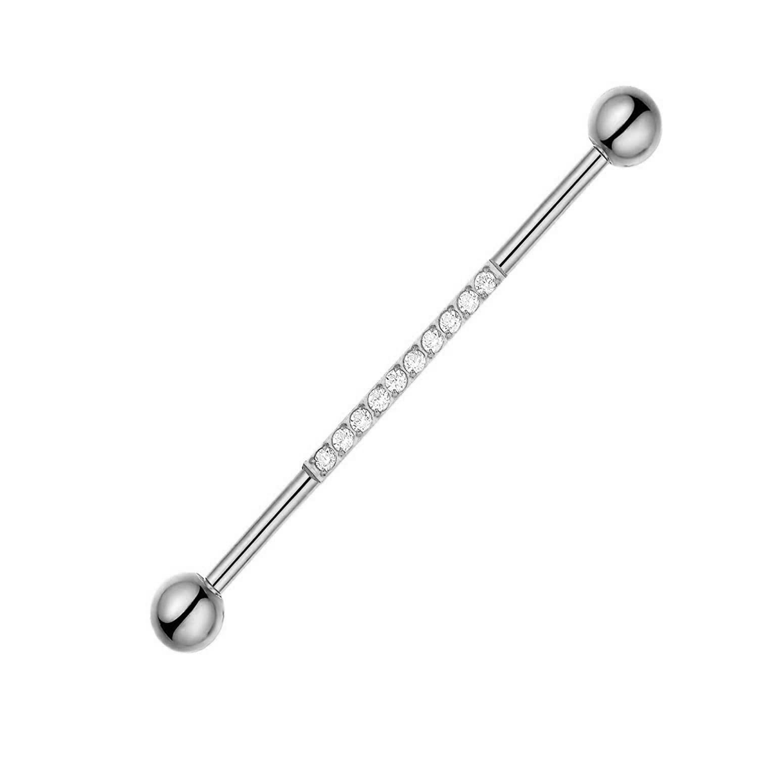 Implant Grade Stainless Steel 14G Silver Color Industrial Barbell with CNC Set Lined CZ on Bar Cartilage Earring Body Piercing (B0BF4H51R1) Amazon Price History, Amazon Price Tracker