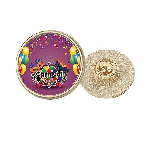 Broche ronde Carnaval de Venise en métal doré taille M