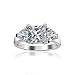 Imagen de Estilo Art Deco 3Ct Aaa Cz Tres Piedras Pasado Presente Futuro Cubic Zirconia Promesa Rectángulo Cuadrado Brillante Corte Princesa Anillo De Compromiso Para Mujer