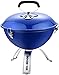 LIANGLI Grill na węgiel drzewny, 35,5 cm przenośny grill z wentylowanym grillem węgiel drzewny char Broil grill grill grill do gotowania na świeżym powietrzu kemping wędrówki (kolor: niebieski)