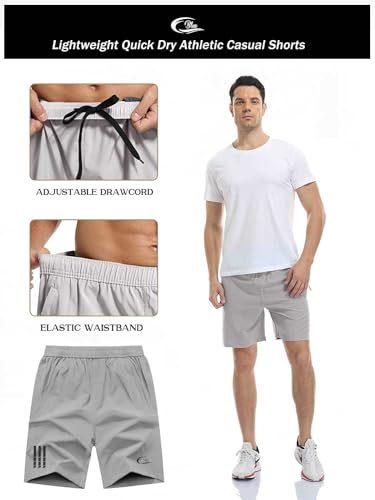 Image of CBlue Men's Outdoor Quick Dry Lightweight Sports Shorts with 2 Zipper Pockets, Breathable Hiking Running Gym Workout Athletic Shorts | CBblue Men's Quick Dry Sports Shorts with Zipper Pocket