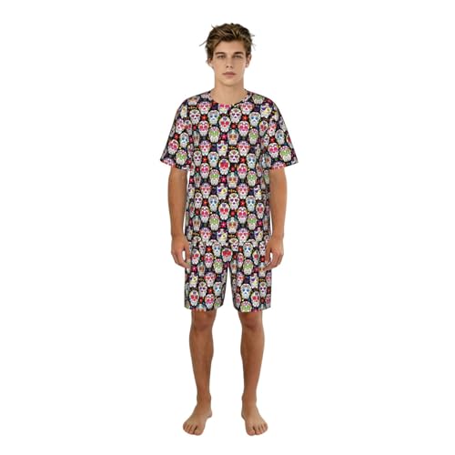 Pijama de calaveras transpirable para hombre que busca evitar el calor al dormir