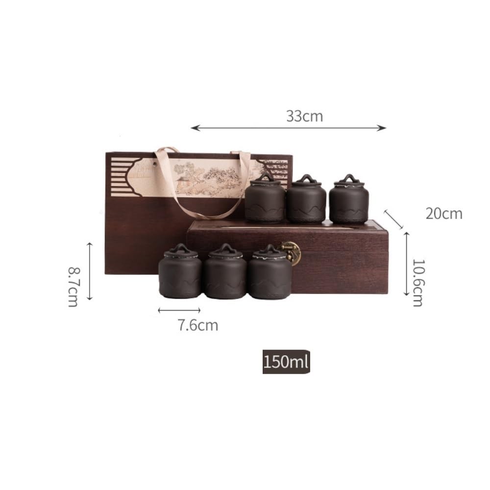 XYNSNDB Teekanister, Retro-Keramik-Großtee-Aufbewahrungsdose, kleine sechs Dosen, Küchengewürz-Aufbewahrungsdose, chinesisches Tee-Set, Geschenkbox-Set, Teedose