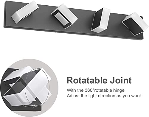 Image of Ralbay Modern LED Black Vanity Lights 4 Lights Acrylic Bathroom Vanity Lighting Fixtures Modern Matte Black Bathroom Vanity Lights (Natural White Light)