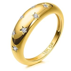 AllenCOCO Chunky Gold Plated Rings for Women – Trendy Cubic Zirconia 14k Gold Filled Stackable Rings