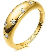 AllenCOCO Chunky Gold Plated Rings for Women - Trendy Cubic Zirconia 14k Gold Filled Stackable Rings