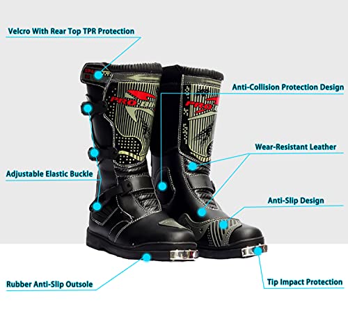 1Storm Men's Motorcycle Motocross Boots MX ATV Dirt Bike Rider Long High Racing Red Boots B1007 US 103