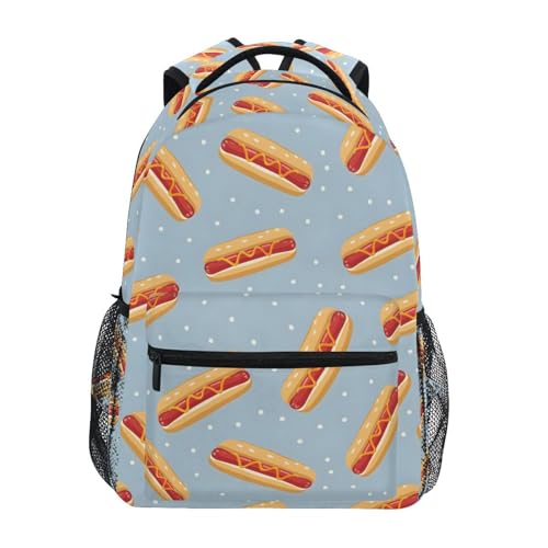 Cartoon Hot Dog Dot Backpack for School Boys Girls Adults Kids Bookbag Laptop Bag 18L