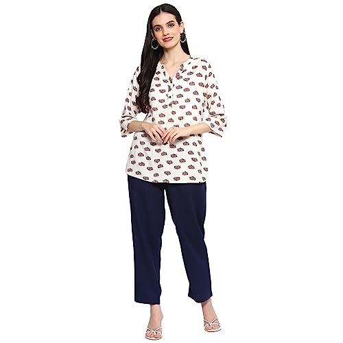 Image of BIBA Women Rayon Regular Solid Pants
