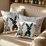 Vorysum 2er Set Ostern Kissenbezug 50x50 cm Osterdeko Sofakissen Kissenbezüge Frühling Sommer Happy Easter Kissenbezug Deko Urlaubsparty Picknick Outdoor Garten
