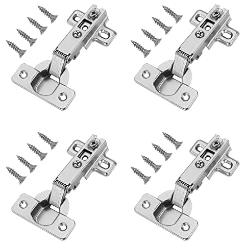 CVIUYO Cabinet Hinges 4Pack, Kitchen Door Cupboard Concealed Hinges, Wardrobe Hinges, Embedded Furniture Hinges Full Overlay for Kitchen Bathroom Cabinet Closet Hinges with Screws Cover