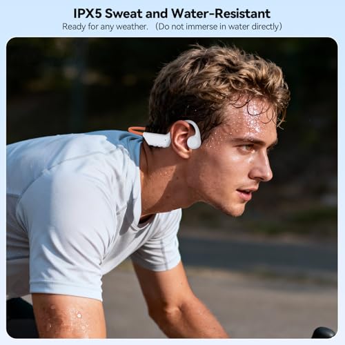 Image of TECKNET Bone Conduction Headphones, Bluetooth V6.0 Open Ear Wireless Headphones, 10H Playtime & IPX5 Sweat Resistant, Secure Comfortable Fit Built-in Mic, Sports Earbuds for Running & Workout, White