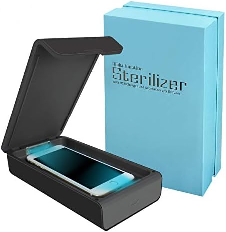 Smart Phone UV Sanitizer Portable UV Light Cell Phone Sterilizer Cleaner Aromatherapy Function Disinfector with USB Charging for iPhone Android Smart Phone Toothbrush Jewelry Watches (Black)