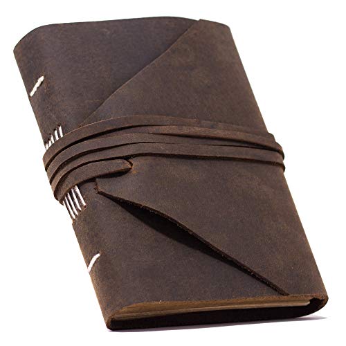 BiG V Refillable Leather Journal - Leatherbound Writing Journal for Men and Women with Pen Holder, Includes Lined Squared and Blank Pages, Notebook For Travelers