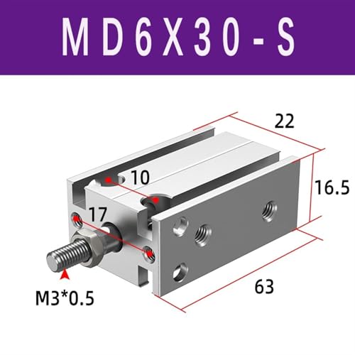 Vérin pneumatique MD6x30S de série MD6 10 16 fixe multi-positions
