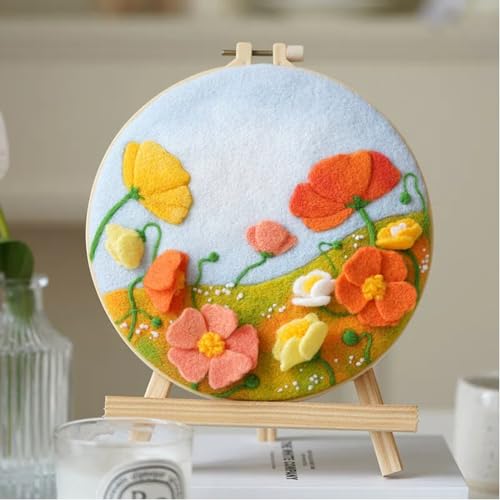 Image of Wonafa DIY Wool Needle Felt Starter Kit, Beginner Needle Felt Kit with Wool Felt Bag, Felts Needles, Photo Frame, Foam Mat, Felts Cloth and Instructions for Home Decor, Art Crafts (K4)