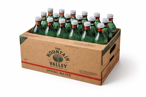 Mountain Valley Spring Water – 16.9 fl oz (500 ml) Bottles – 24 Pack – Green plastic Bottles – Refreshing, Crisp Taste – Bulk Case of Still Mineral Water