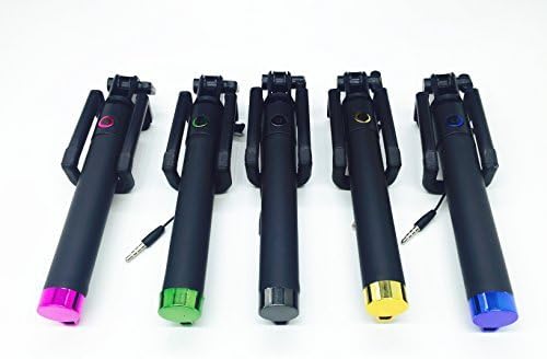 Mini Metallic Selfie Stick. Wired Camera Stick. Compatible with all iPhone, Samsung & Android smartphones. Use as a Monopod for camera. Connects to headphone jack. Get yours Now! PINK w/ Carrying Bag