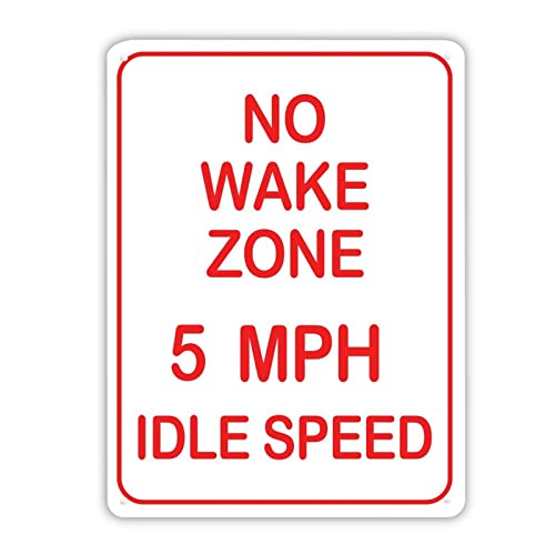 No Wake Zone 5 MPH �A�C�h���X�s�[�h �A���~�T�C�� �ϋv�� �x�� ���^�� �u���L�Ŕ� �ό� UV �ی� �K�тȂ� �����Ŕ� �Ǒ��� �z�[�� �L�b�`�� �o�[ �R�[�q�[ �V���b�v �I�t�B�X 40.6 x 30.5 cm