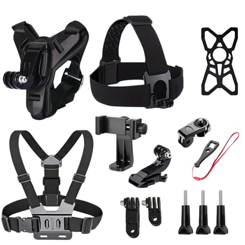 Caméra d action support kit avec clip téléphone et sangle de poitrine