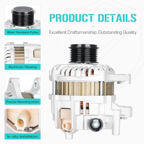 Image of New Alternator fit for Honda Accord L4 2.4 2.4L 2013 2014 2015 2016 2017(Automatic CVT Trans), Replace 31100-5A2-A02, 31100-5A2-A02RM