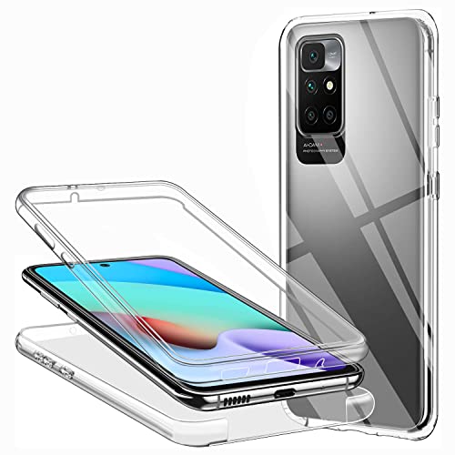 Funda para Xiaomi Redmi 10, 360 Grados Carcasa Transparente Ultrafino Silicona TPU Frente y PC Back Case Protección Integral Funda de Doble Protección - Transparente Cover