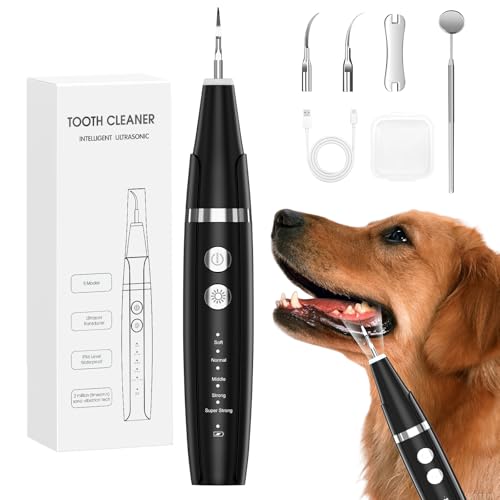 HANGSUN Dog Plaque Remover for Teeth, Dog Teeth Cleaning Products with LED-Light, Tartar Tooth Cleaner for Dogs Dental Care, Black