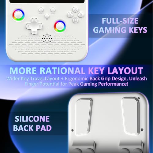Image of H5 Retro Gaming Console, 5.0 Inch IPS HD Screen Handheld Game Console, 256GB TF Card Build-in 40000+ Classic Games, Portable Video Arcade Support 34+ Emulators with 4000mAh Battery, White