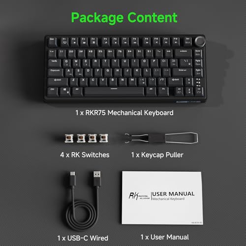 RK ROYAL KLUDGE R75 Wired Mechanical Gaming Keyboard, 75% Hot-Swap Mechanical Keyboard Volume Knob, Soft Pre-lubed Tactile Brown Switch by RK ROYAL KLUDGE - Image 8