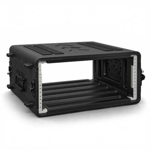 Image of Sound Town 4U Molded PE Rack Road Case with 17 inch Depth, Microphone and Accessory Storage Lids, Twist Latches, Front & Rear Rack Rails, Lightweight (STRC-PE4U)