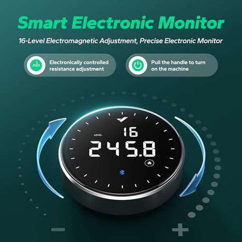 MERACH Geüpgradede Zelfopwekkende Milieuvriendelijke Roeitrainer, 16 Weerstandsniveaus, Dubbele Rails, 160KG Draagvermogen, Verticale Opslag, Groene Fitness - Afbeelding 4