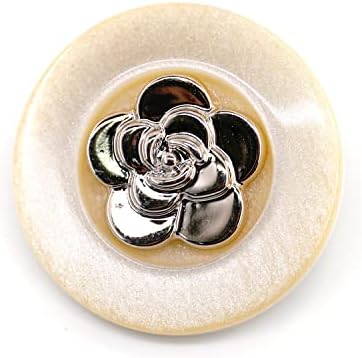 Craftisum 20 pcs Electroplate Camellia Cream Resin Layer Sewing Shank Coat Buttons -25mm -1"