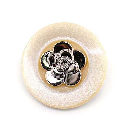 Craftisum 20 pcs Electroplate Camellia Cream Resin Layer Sewing Shank Coat Buttons -25mm -1'