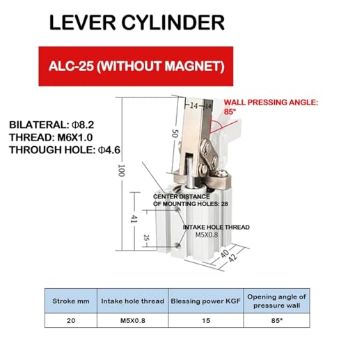 Cylindre levier serrage pour bridage sur chaîne d'assemblage 50mm