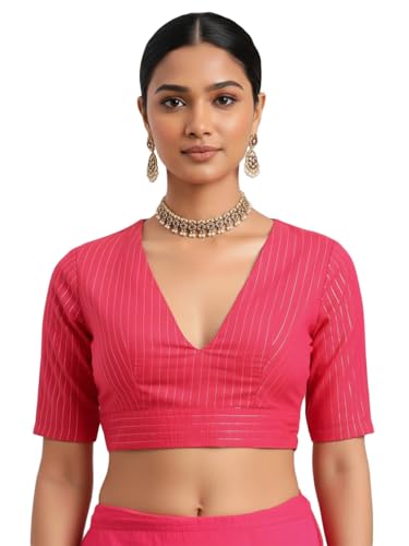 Image of Thevasa Women's Everyday Divine Depth V Neck Half Sleeves Blouse