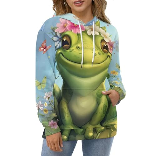 Pullover fleur grenouille papillon sweat à capuche manches longues S - 2