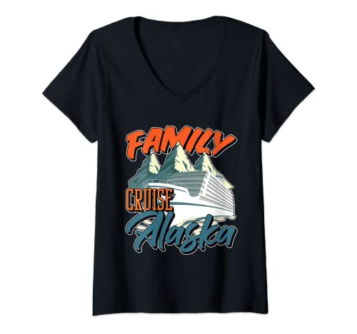 Donna Family Cruise Alaska Group Matching Maglietta con Collo a V