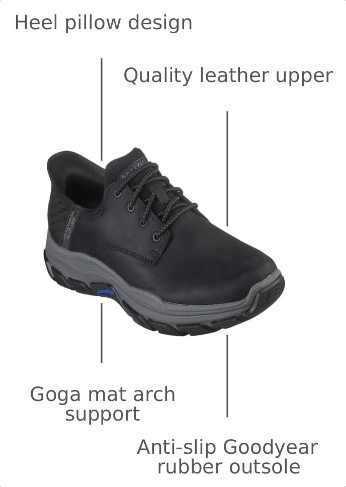Image of Skechers Men's Respected - Garrett Leather Round Toe Bungee Lace Slip-Ins