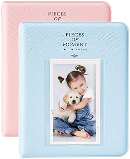OBERSTER 2Pcs 64 Pockets Photo Album for Fujifilm Instax Mini 7s 8 8+ 9 25 50s 70 90, 2x3 Inch Mini Photo Album Compatible with Instant Camera Photo Book Name Card Holder (Black + White)