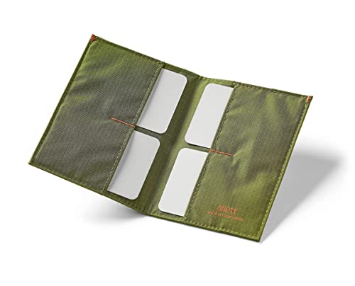 Allett Original Wallet & Pen Bundle | Cala Green Nylon, Slim, Minimalist, Bifold | Holds 4-24+ Cards, Bills, Receipts | Stainless Steel Pen2