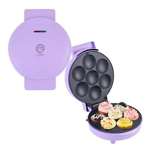 Recopilación de Máquinas para hacer magdalenas y cupcakes los preferidos por los clientes. 48 Hukën x MasterChef | Máquina de Cupcakes Sweet+ | 7 Mini Cupcakes 5.7 cm | FLASH-COOK Rápido | Parrilla Antiadherente | Diseño Compacto | Color Morado