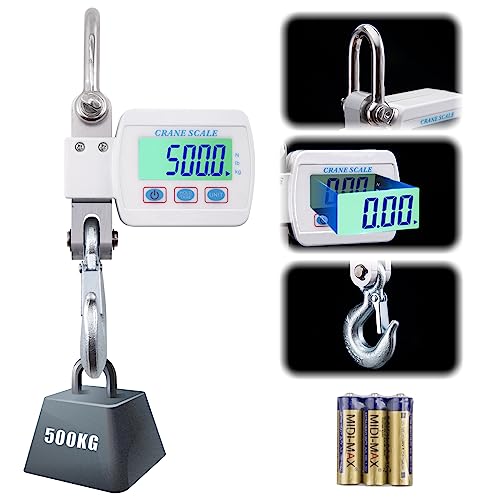 Goture Digital Hanging Scale,500kg/1100lbs Crane Scales,Fishing Scale with LED Display, Heavy Duty Hanging Weight Scale for Fishing,Luggage,Big Game,Farm,Hunting,Industries,Warehouse